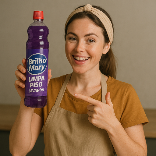 Modelo com produto de limpeza