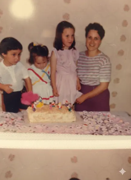 Foto de família antiga desbotada
